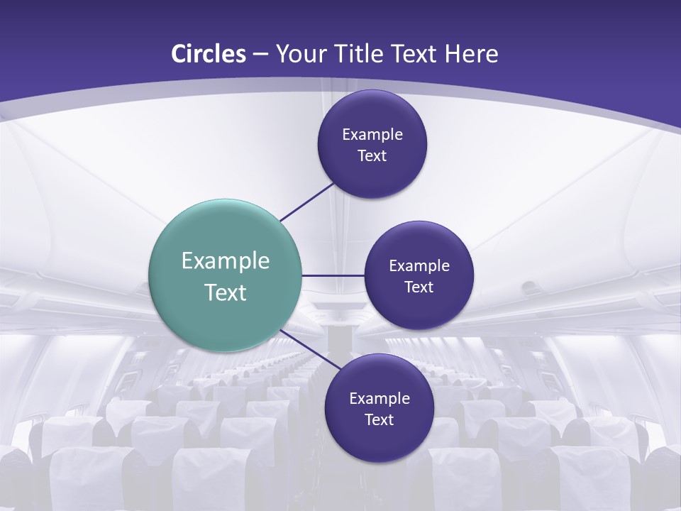 The Inside Of An Airplane With Seats And A Purple Background PowerPoint Template