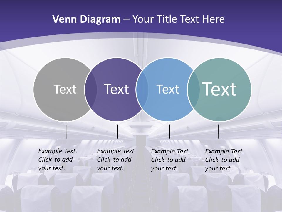 The Inside Of An Airplane With Seats And A Purple Background PowerPoint Template