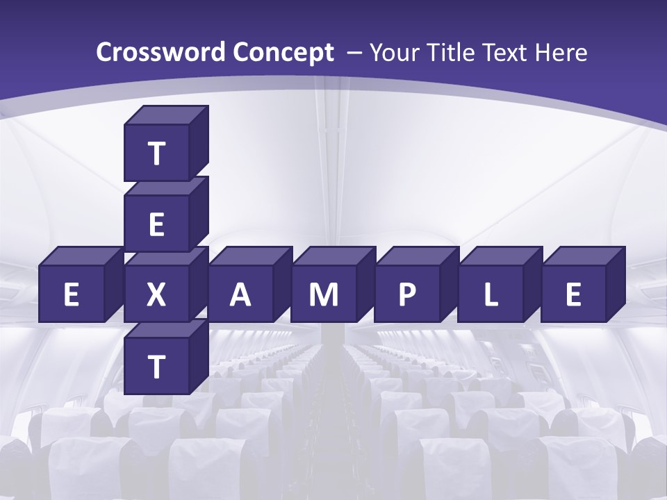 The Inside Of An Airplane With Seats And A Purple Background PowerPoint Template
