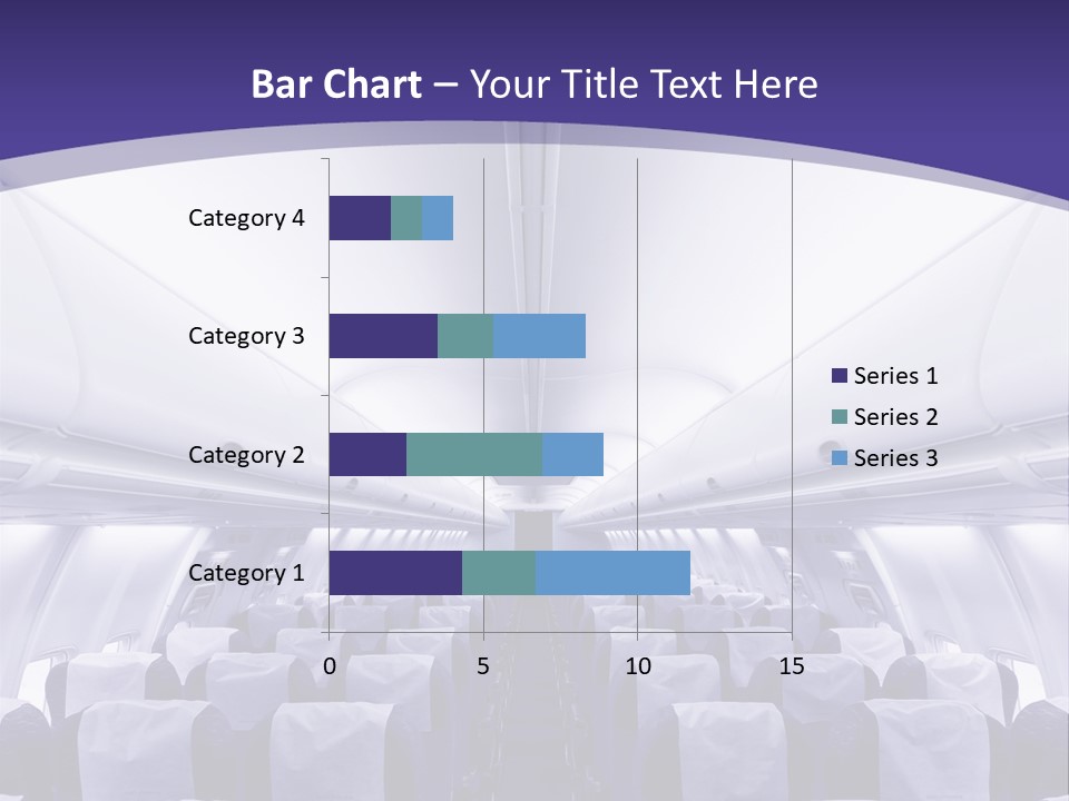 The Inside Of An Airplane With Seats And A Purple Background PowerPoint Template