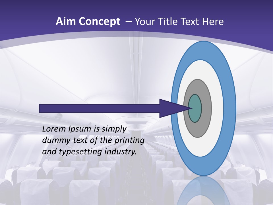 The Inside Of An Airplane With Seats And A Purple Background PowerPoint Template