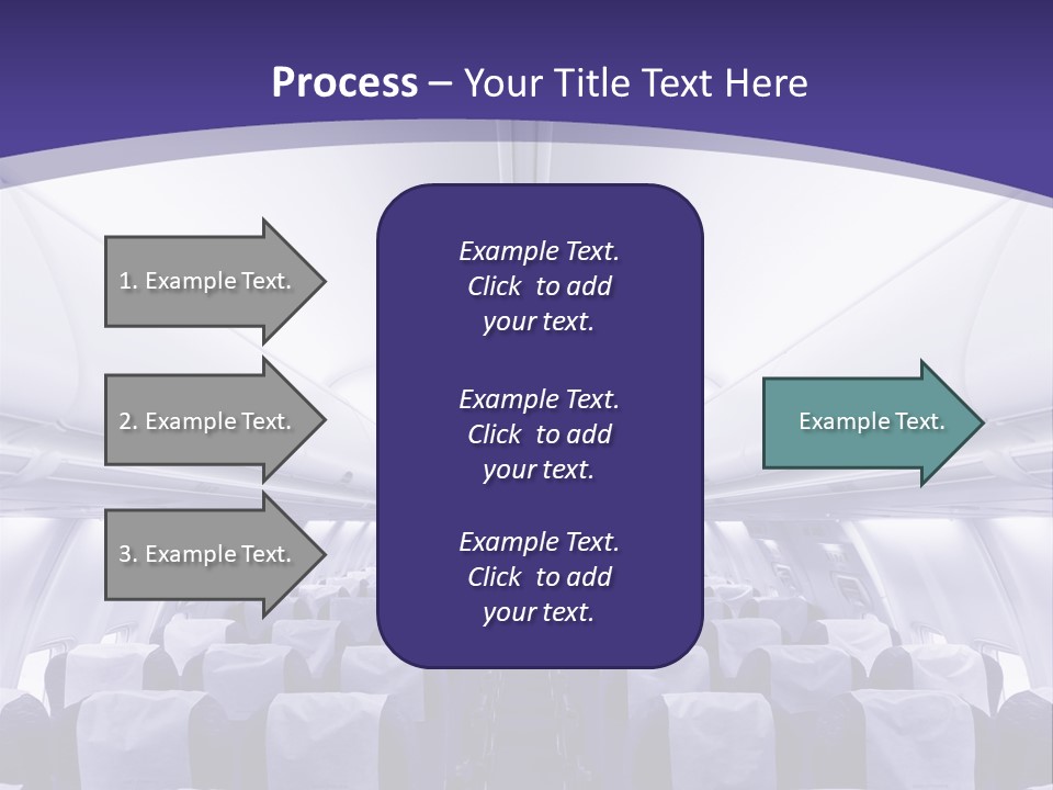 The Inside Of An Airplane With Seats And A Purple Background PowerPoint Template