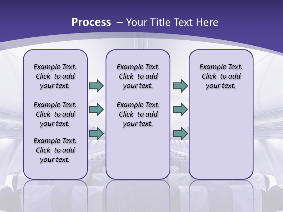 The Inside Of An Airplane With Seats And A Purple Background PowerPoint Template