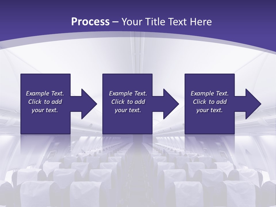 The Inside Of An Airplane With Seats And A Purple Background PowerPoint Template