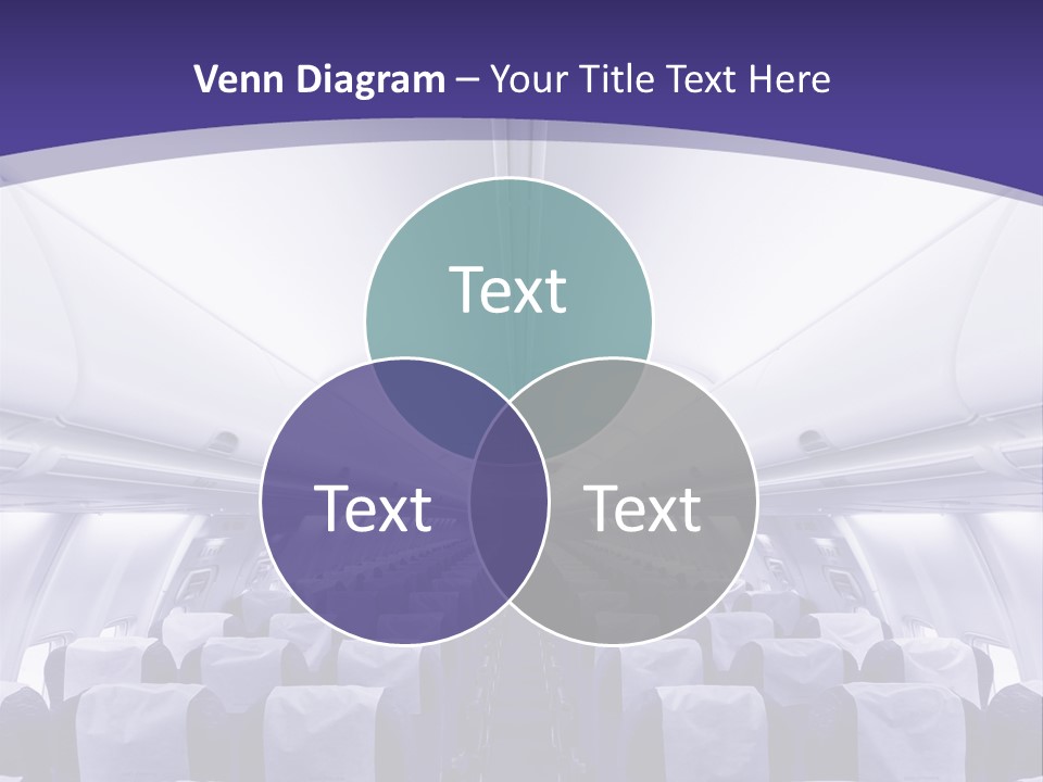 The Inside Of An Airplane With Seats And A Purple Background PowerPoint Template