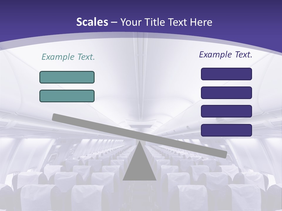 The Inside Of An Airplane With Seats And A Purple Background PowerPoint Template