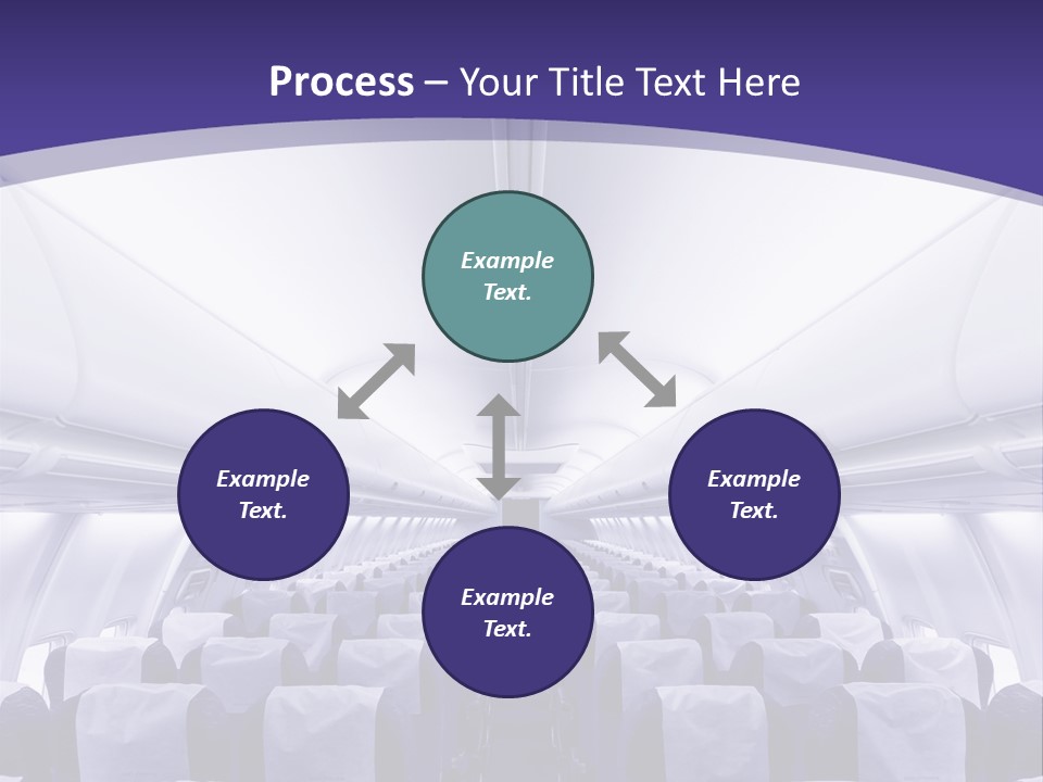 The Inside Of An Airplane With Seats And A Purple Background PowerPoint Template