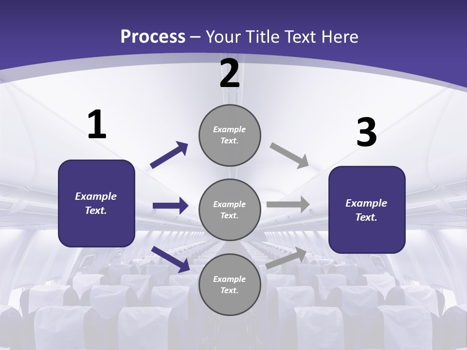The Inside Of An Airplane With Seats And A Purple Background PowerPoint Template