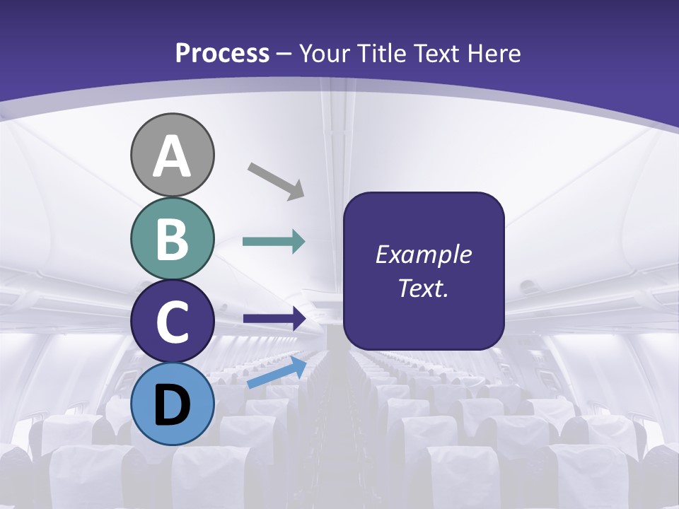 The Inside Of An Airplane With Seats And A Purple Background PowerPoint Template