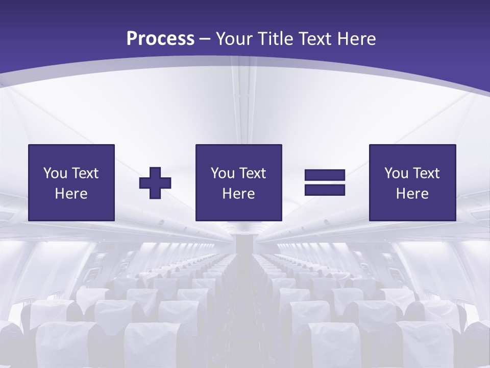 The Inside Of An Airplane With Seats And A Purple Background PowerPoint Template