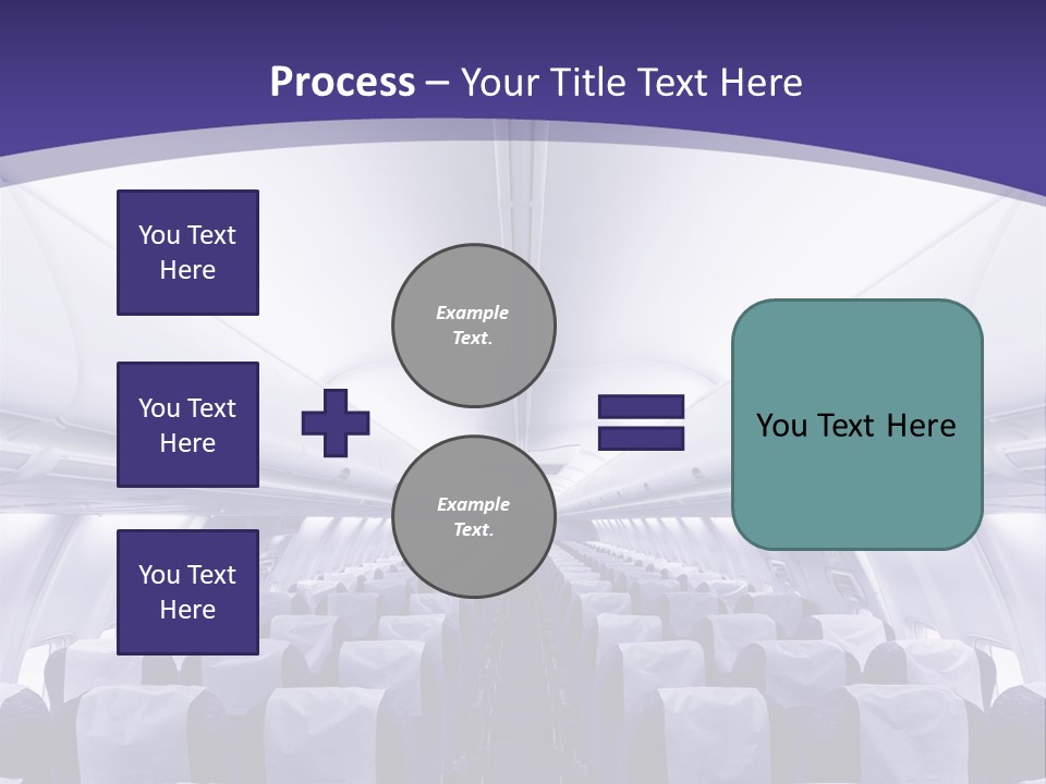 The Inside Of An Airplane With Seats And A Purple Background PowerPoint Template