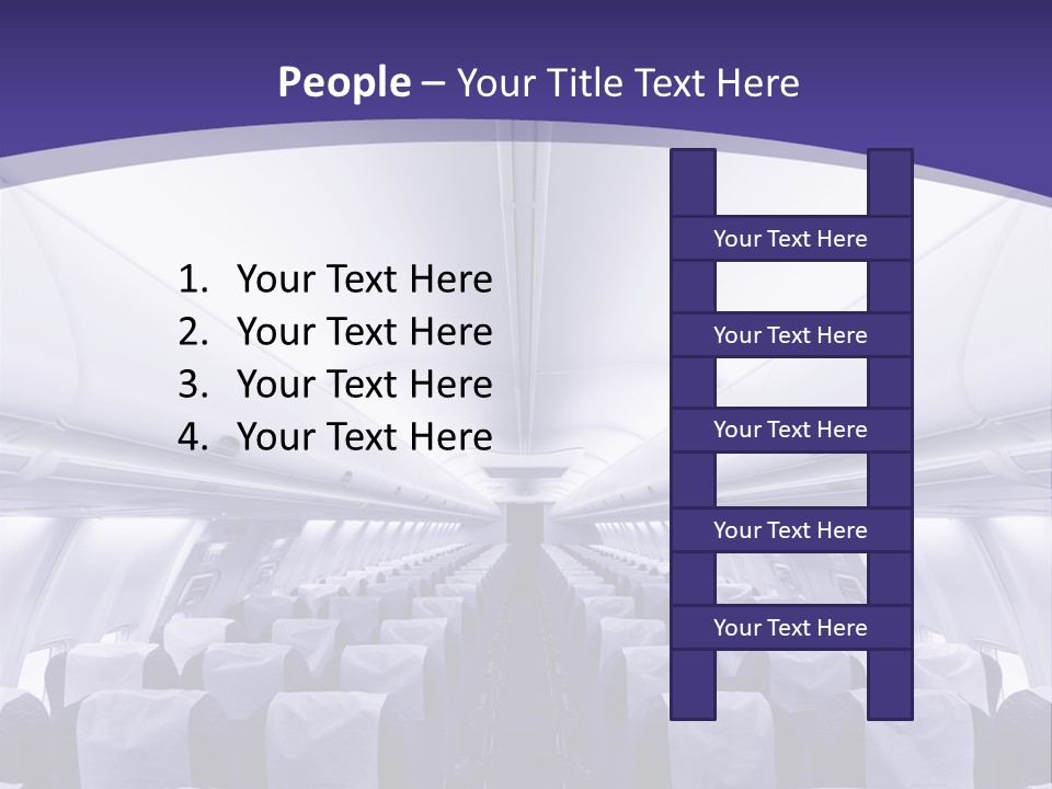 The Inside Of An Airplane With Seats And A Purple Background PowerPoint Template