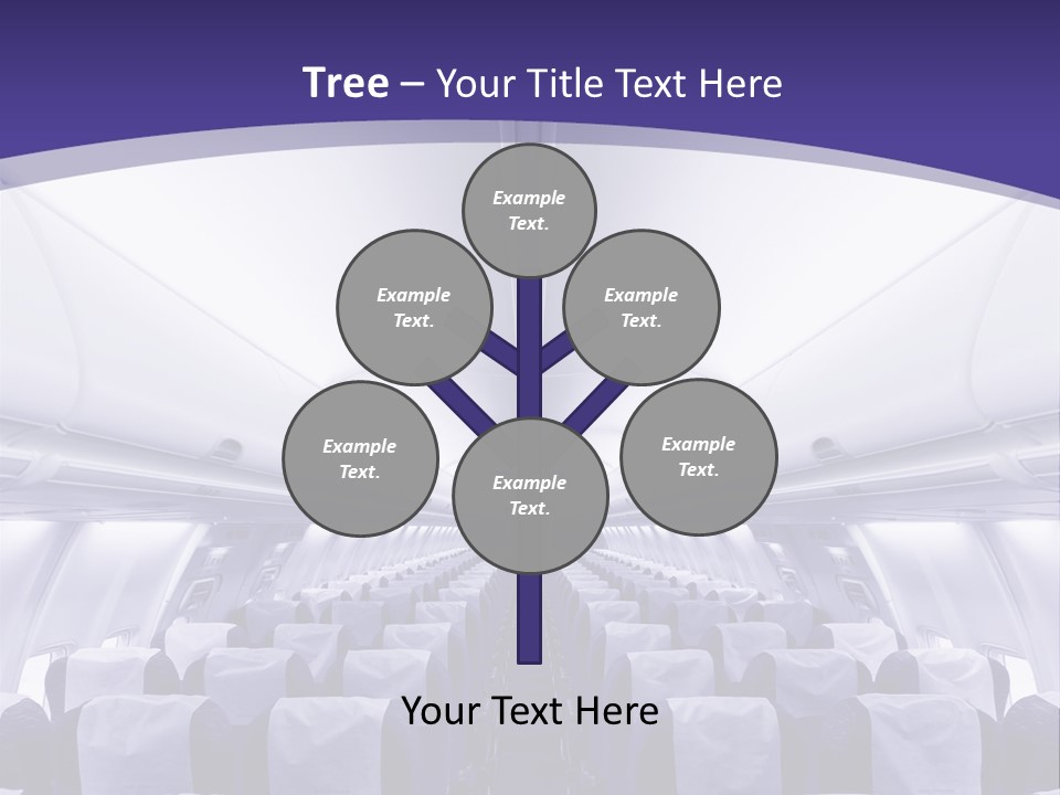 The Inside Of An Airplane With Seats And A Purple Background PowerPoint Template