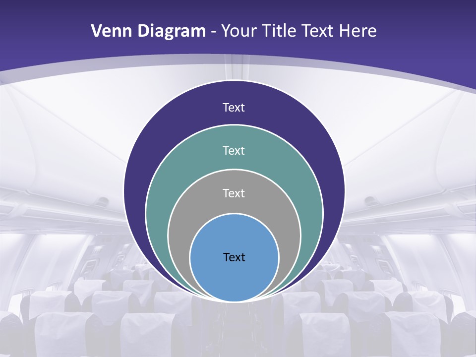 The Inside Of An Airplane With Seats And A Purple Background PowerPoint Template