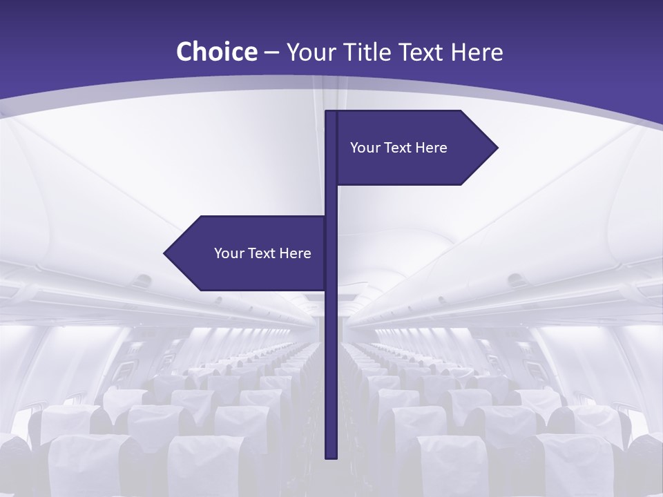 The Inside Of An Airplane With Seats And A Purple Background PowerPoint Template
