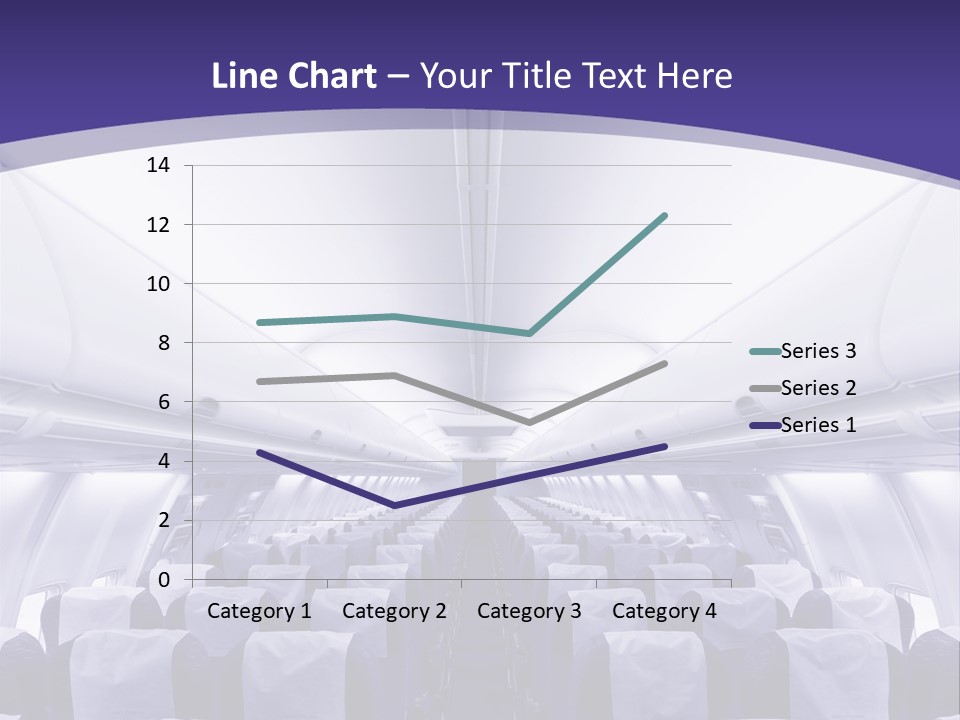 The Inside Of An Airplane With Seats And A Purple Background PowerPoint Template