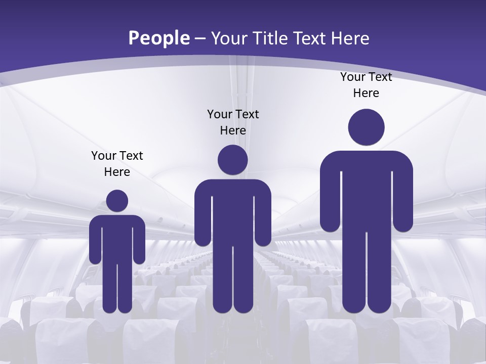 The Inside Of An Airplane With Seats And A Purple Background PowerPoint Template