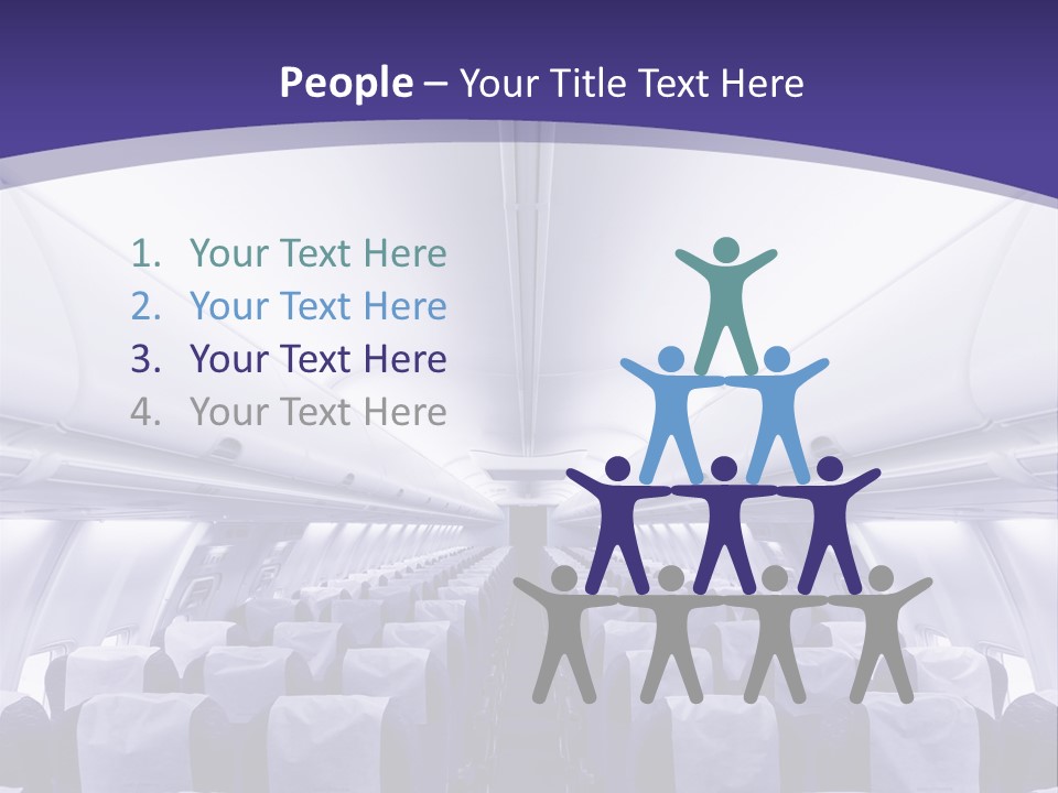 The Inside Of An Airplane With Seats And A Purple Background PowerPoint Template