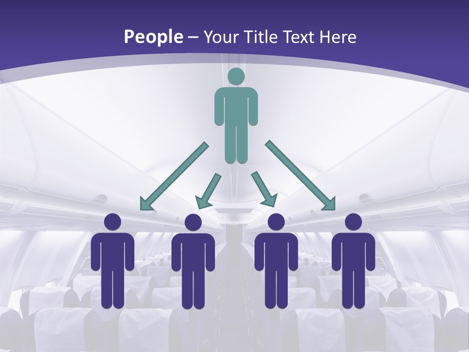 The Inside Of An Airplane With Seats And A Purple Background PowerPoint Template