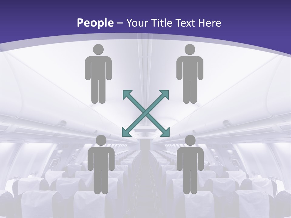 The Inside Of An Airplane With Seats And A Purple Background PowerPoint Template