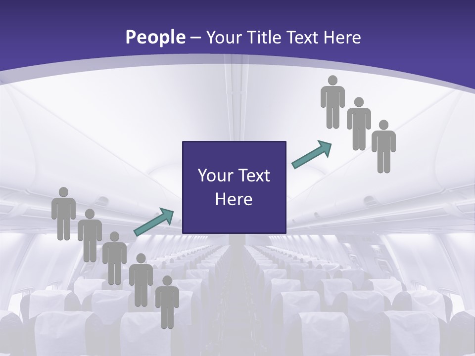 The Inside Of An Airplane With Seats And A Purple Background PowerPoint Template