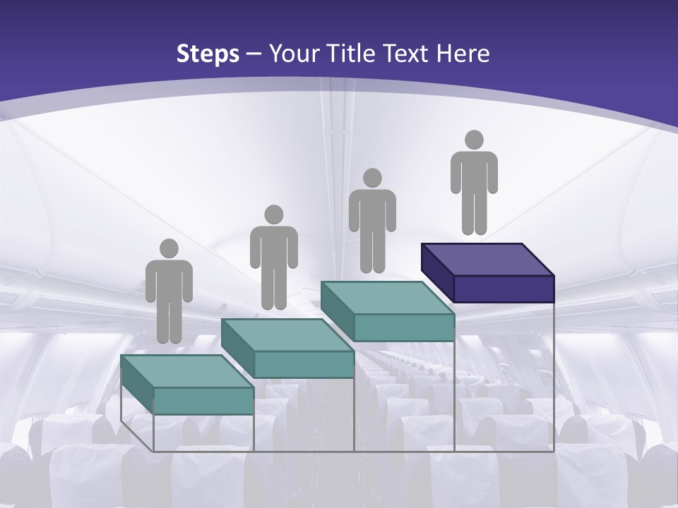 The Inside Of An Airplane With Seats And A Purple Background PowerPoint Template