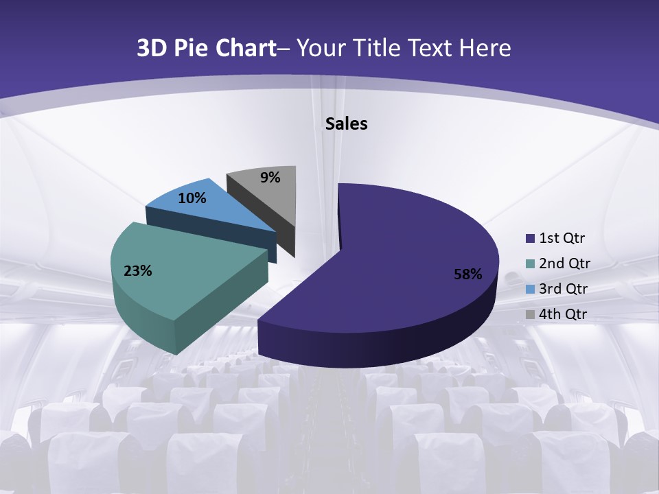 The Inside Of An Airplane With Seats And A Purple Background PowerPoint Template