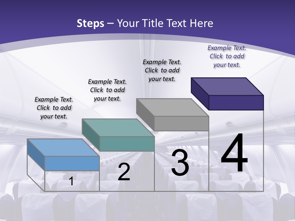 The Inside Of An Airplane With Seats And A Purple Background PowerPoint Template