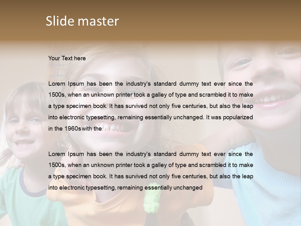 A Group Of Young Children Standing Next To Each Other PowerPoint Template