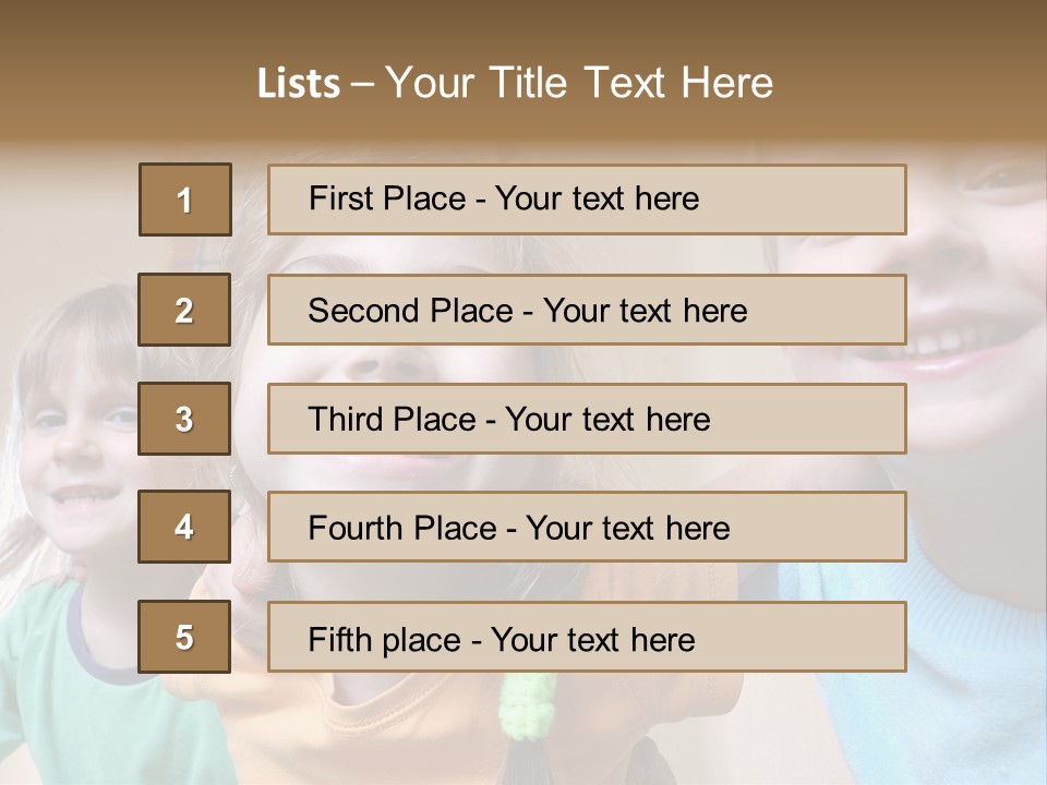 A Group Of Young Children Standing Next To Each Other PowerPoint Template