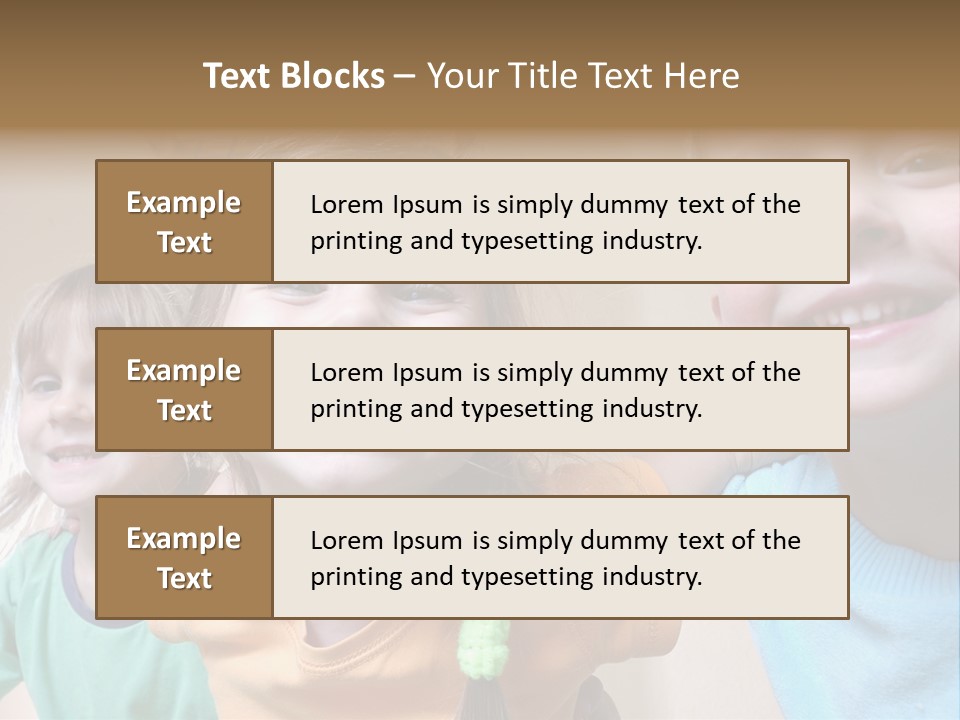 A Group Of Young Children Standing Next To Each Other PowerPoint Template