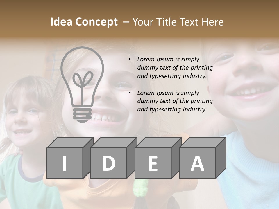 A Group Of Young Children Standing Next To Each Other PowerPoint Template