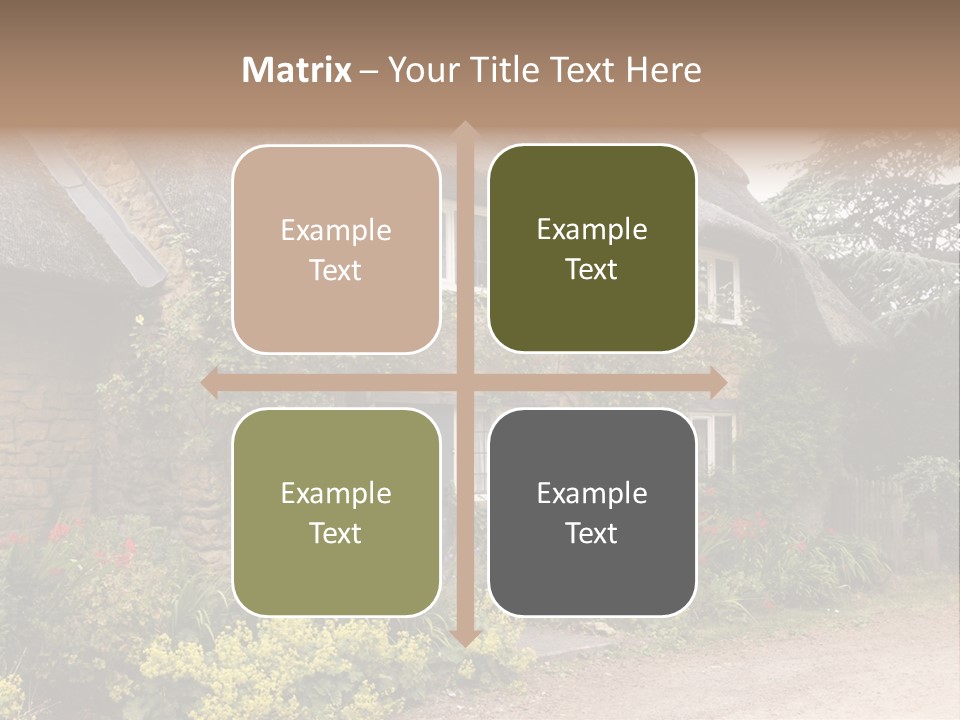 A House With A Thatched Roof And A Blue Door PowerPoint Template