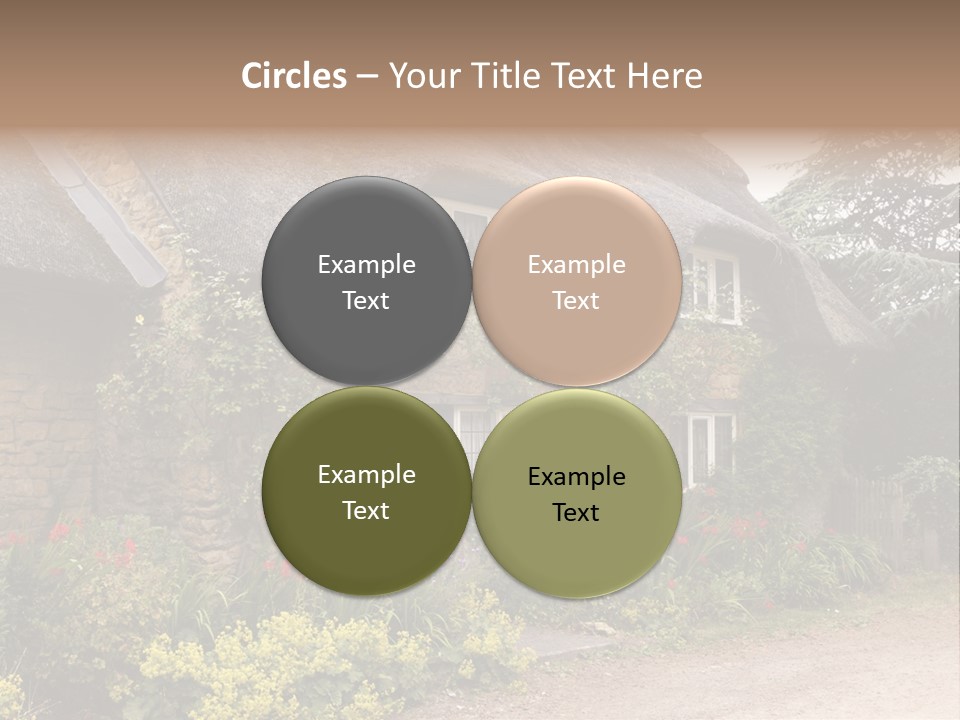 A House With A Thatched Roof And A Blue Door PowerPoint Template