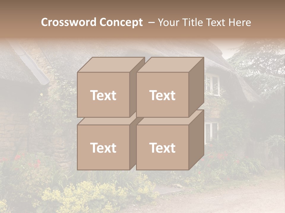 A House With A Thatched Roof And A Blue Door PowerPoint Template