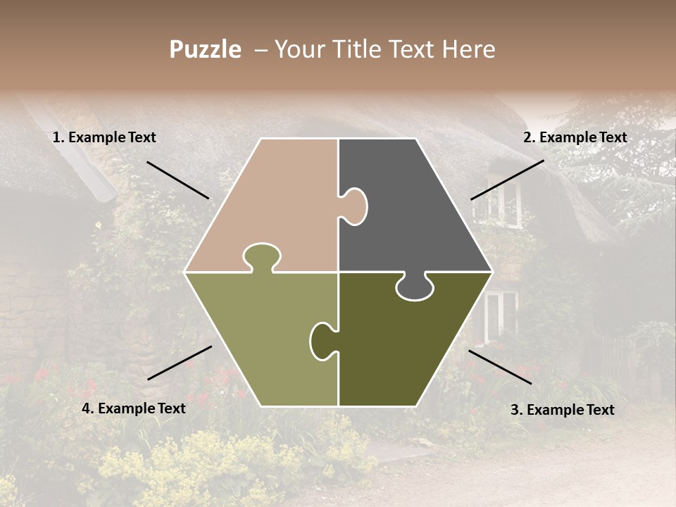 A House With A Thatched Roof And A Blue Door PowerPoint Template