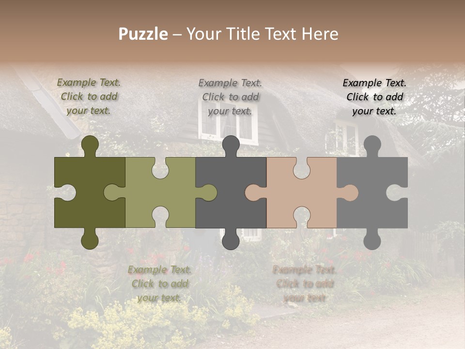 A House With A Thatched Roof And A Blue Door PowerPoint Template