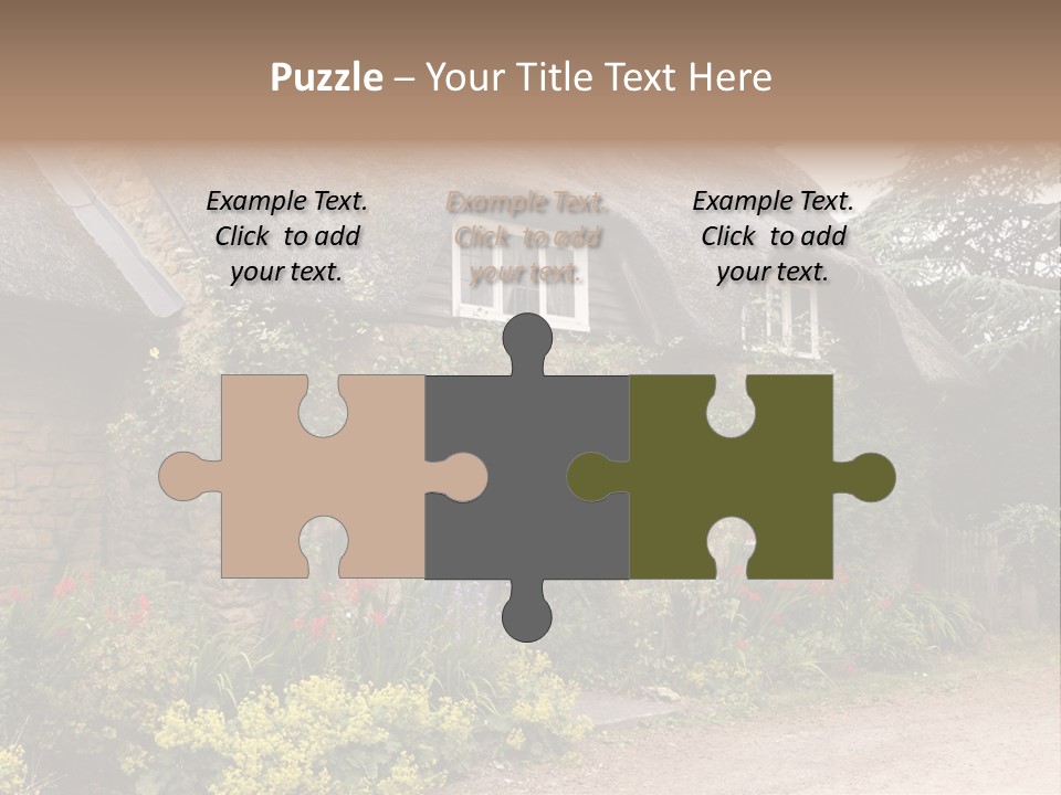 A House With A Thatched Roof And A Blue Door PowerPoint Template