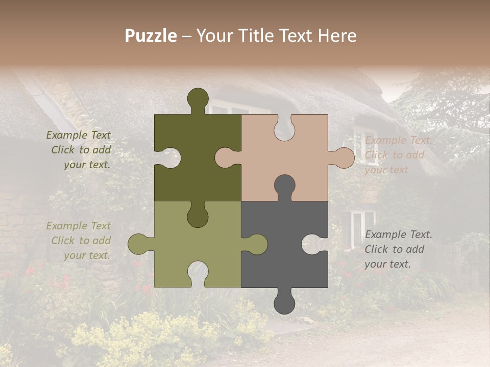 A House With A Thatched Roof And A Blue Door PowerPoint Template