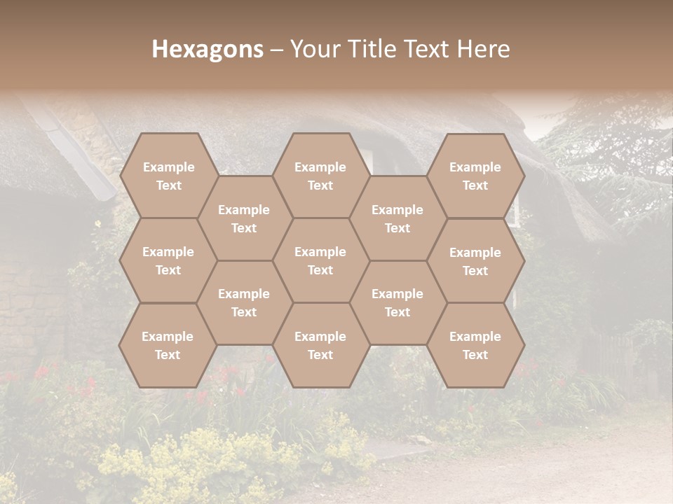 A House With A Thatched Roof And A Blue Door PowerPoint Template