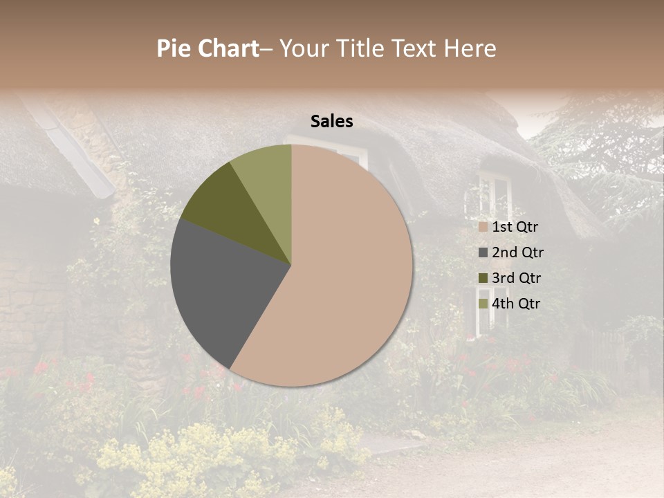 A House With A Thatched Roof And A Blue Door PowerPoint Template