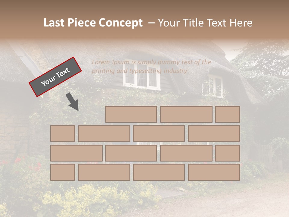 A House With A Thatched Roof And A Blue Door PowerPoint Template