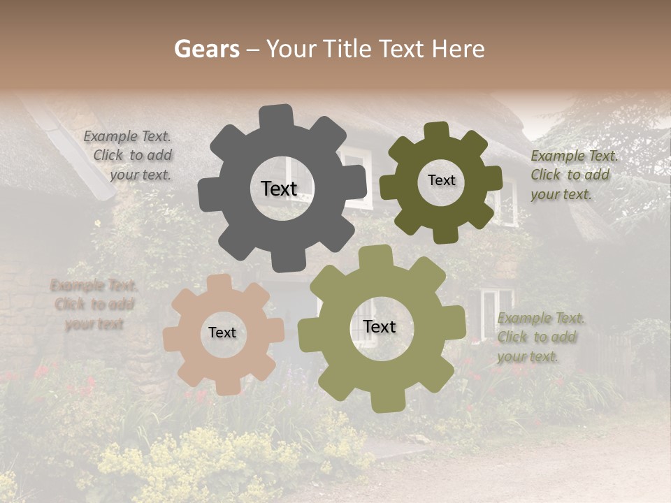 A House With A Thatched Roof And A Blue Door PowerPoint Template