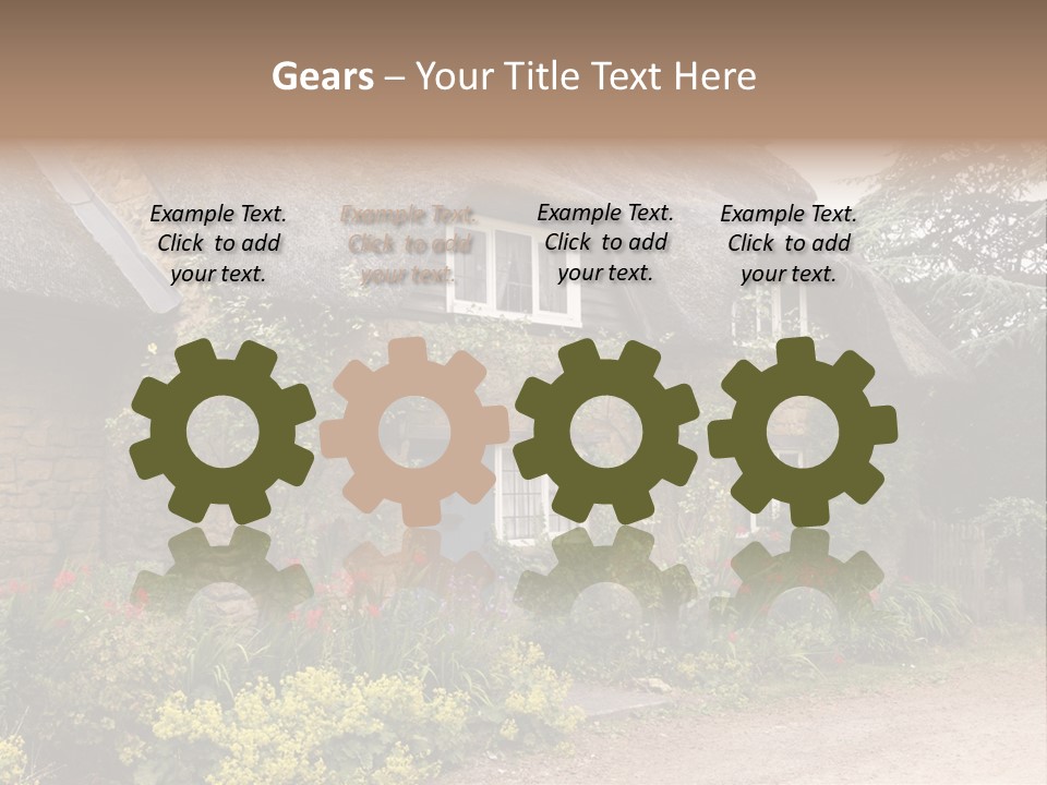 A House With A Thatched Roof And A Blue Door PowerPoint Template