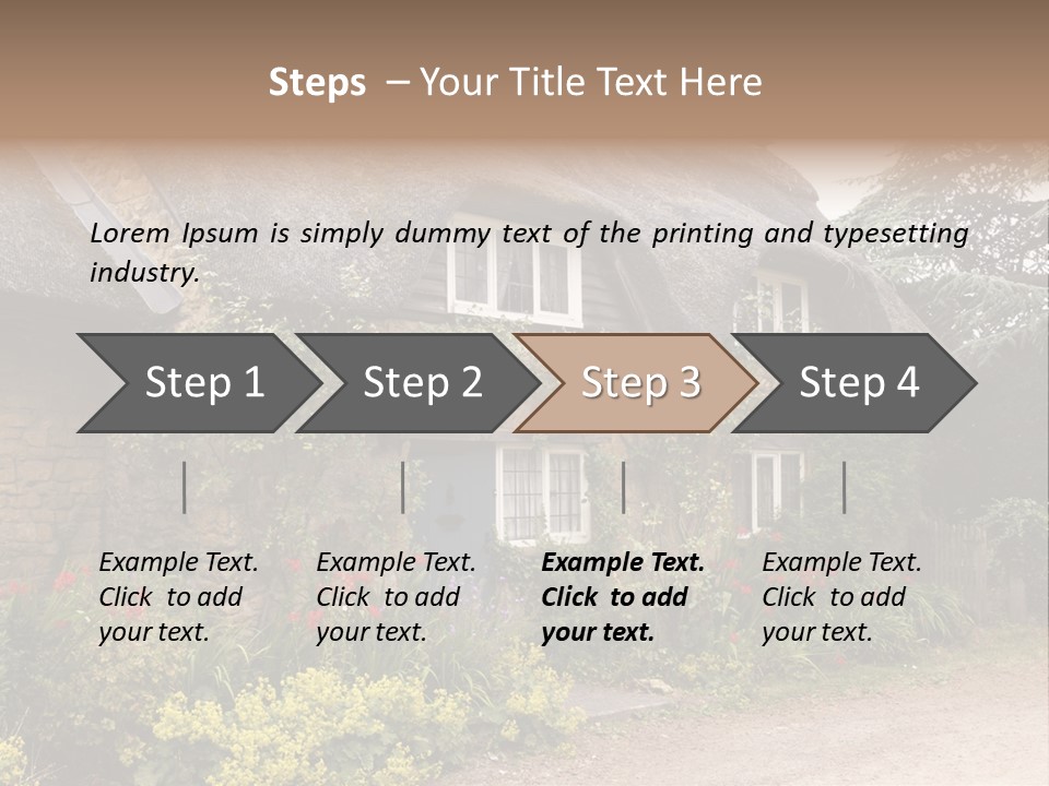 A House With A Thatched Roof And A Blue Door PowerPoint Template