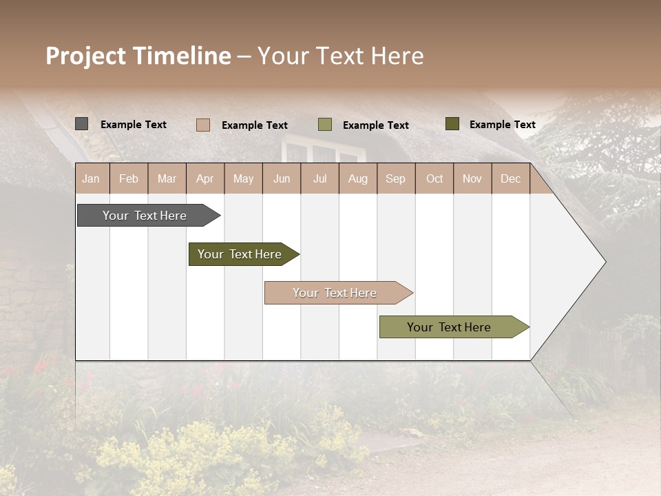 A House With A Thatched Roof And A Blue Door PowerPoint Template