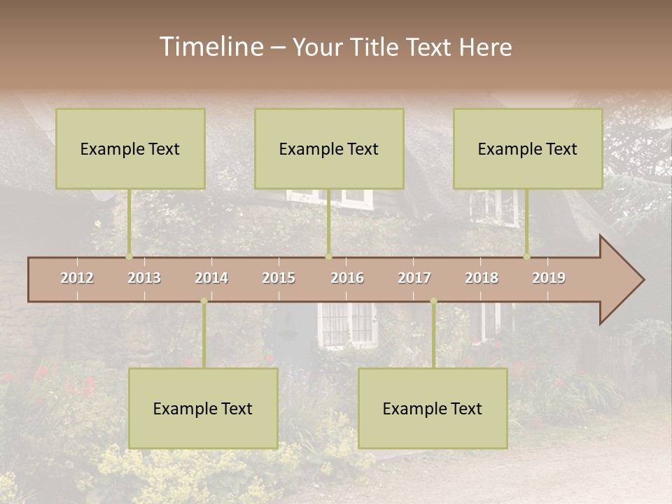 A House With A Thatched Roof And A Blue Door PowerPoint Template