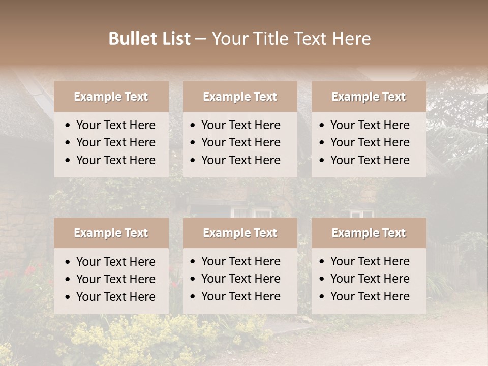 A House With A Thatched Roof And A Blue Door PowerPoint Template