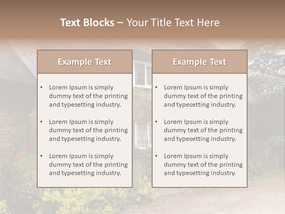 A House With A Thatched Roof And A Blue Door PowerPoint Template