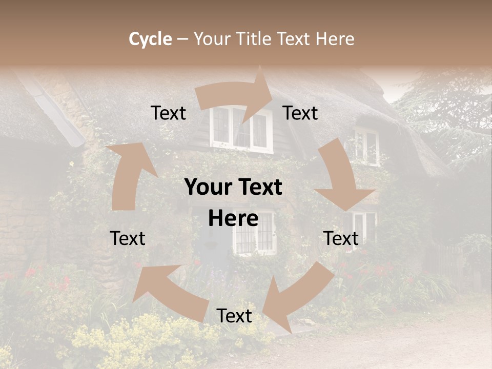 A House With A Thatched Roof And A Blue Door PowerPoint Template